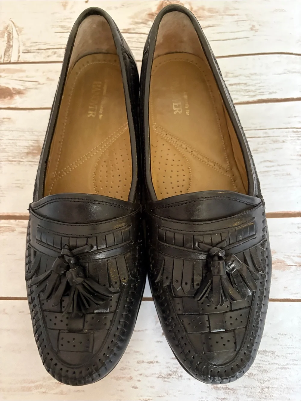 Men's Hanover Black Leather Tassel Slip-On Loafers